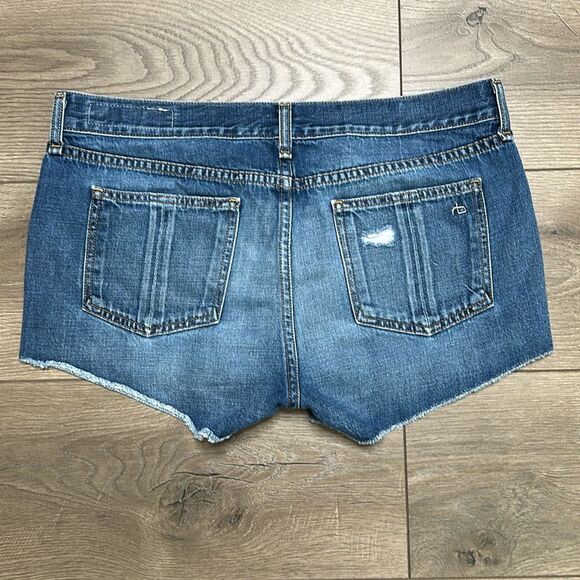 Rag & Bone Low Rise Cut Off Blue Jean Shorts‎ Size 28 - Picture 2 of 11